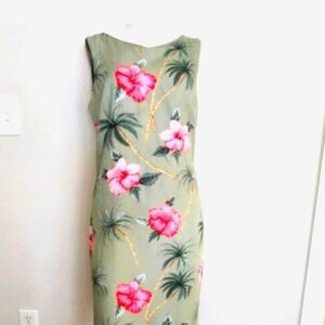 Caribbean Joe Tropical Hibiscus Sleeveless Dress. Size Medium. Resortwear. Beach